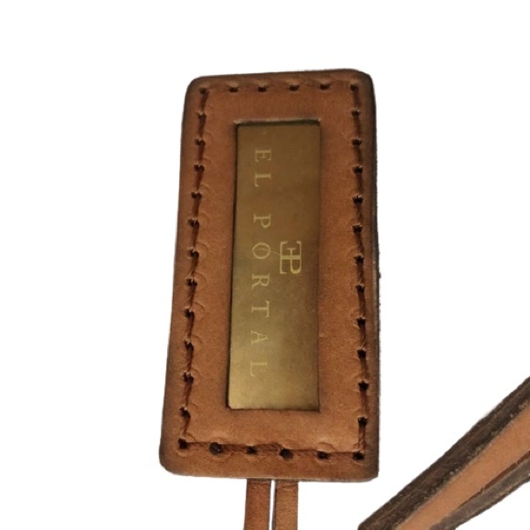El Portal Tan Embossed Leather Shoulder Bag EUC - Picture 9 of 10